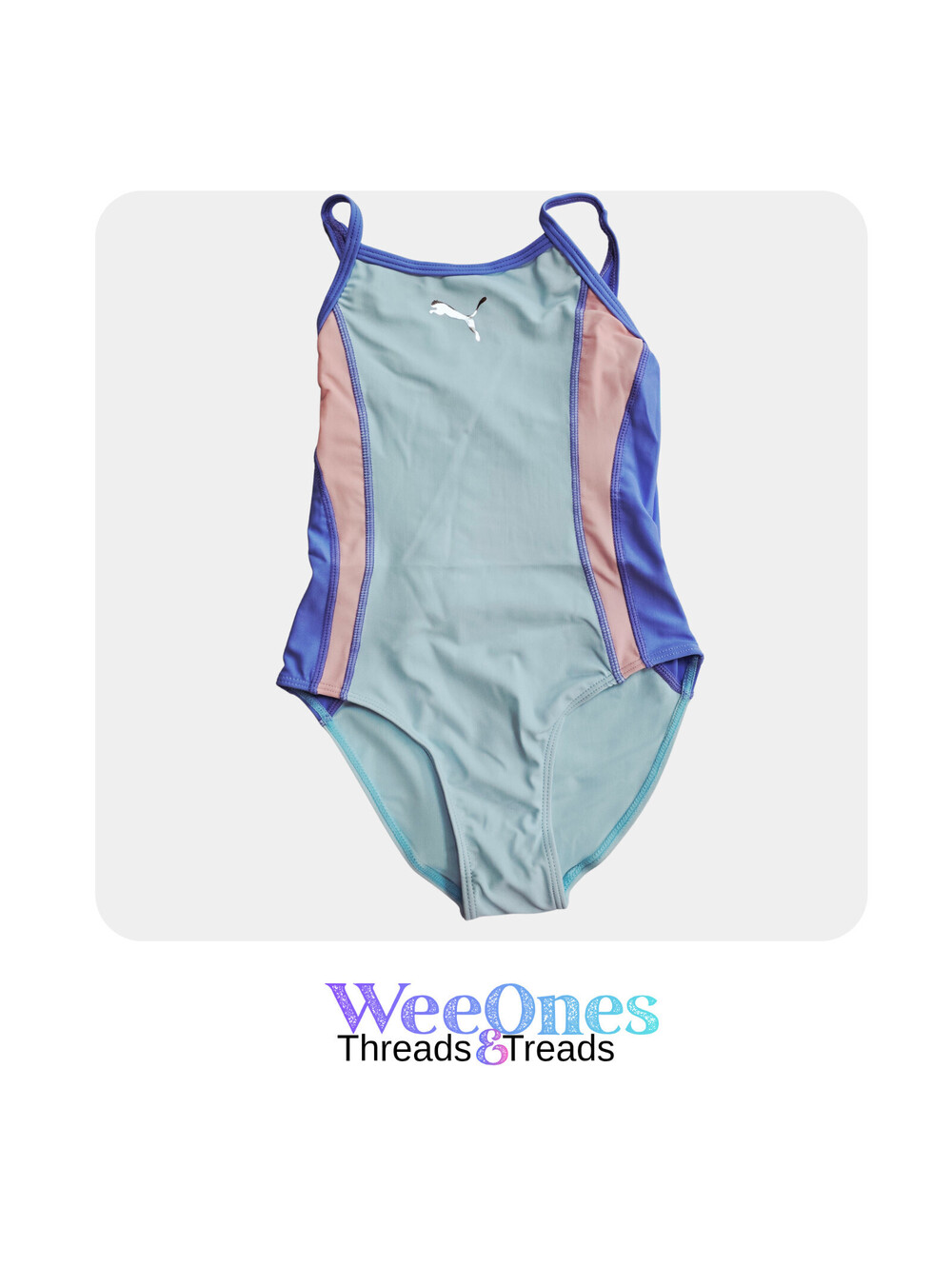 Girls PUMA NWT 1 piece Swimsuit Size 6X Light blue pink lavendar $32